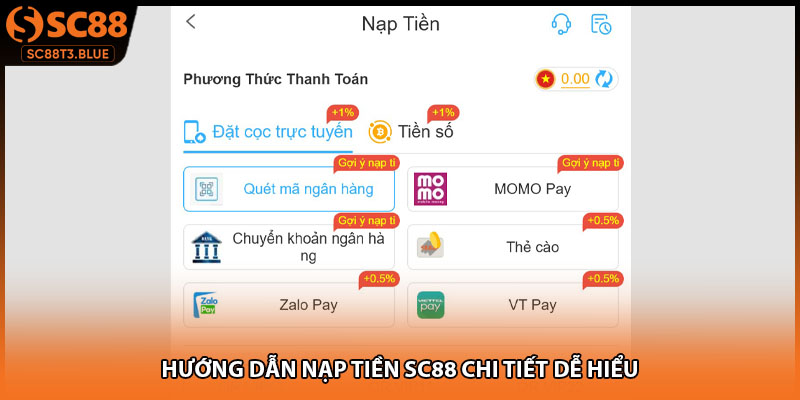 Hướng dẫn nạp tiền SC88 chi tiết dễ hiểu